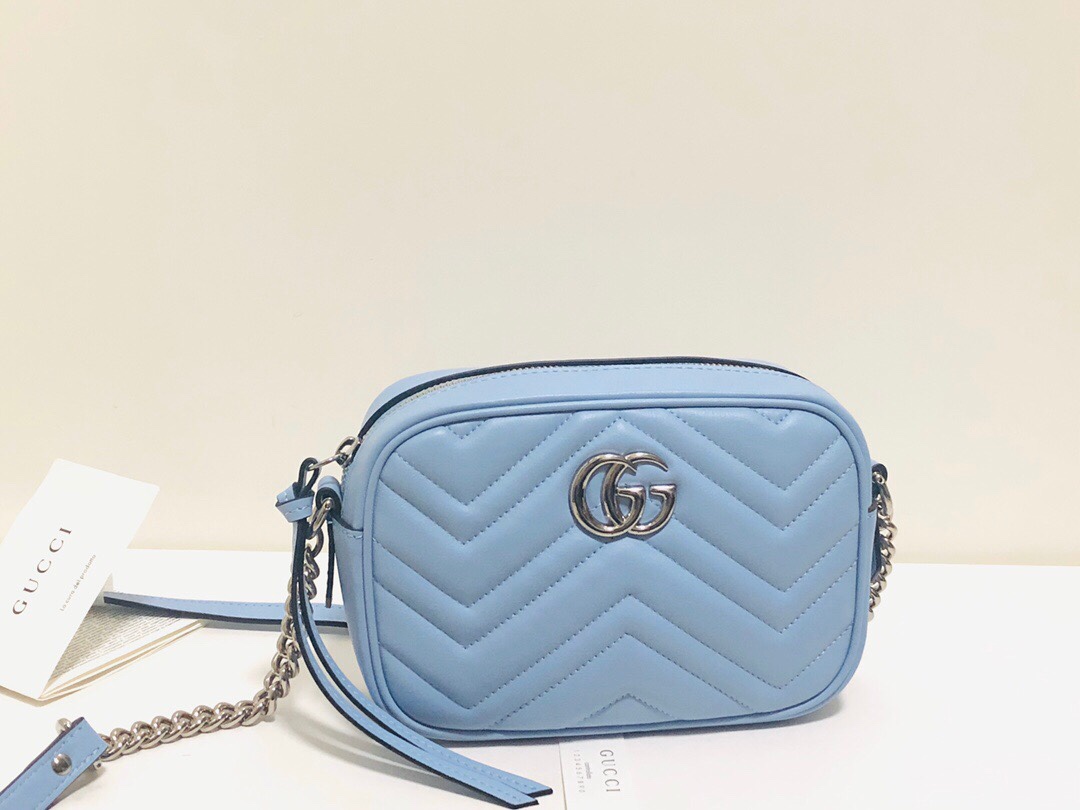 Marmont Matelasse Mini Shoulder Bag 448065 Light Blue